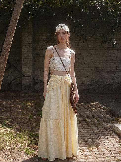 Rhea Bow-Tie Maxi Skirt